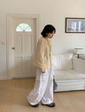 Wet Nylon Cargo Wide Pants