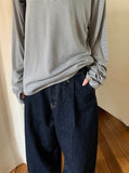 [unisex] Kidu Pintuck Raw Denim Wide Pants