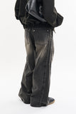 Tuel side wing wide denim pants