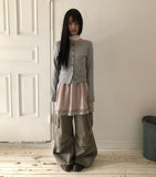 Marble Mix Color Button Point Cardigan