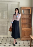 Scott Denim Pleated Banding Skirt [Belt set]