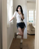Cove Vintage Damaged Denim Shorts