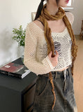 Runt vintage damage net net crop long sleeve knit