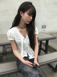 Apol Tie Crop Puff Blouse