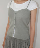 RIBBED BUTTON KNIT TOP