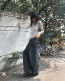 Benyl Stud Balloon Fit Washed Denim Long Pants