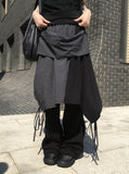 Tujeu Check Wrap String Layered Skirt
