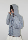 (Brushed) FRILL STRIPE HOOD ZIP-UP