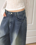 Eton One Pintuck Washed Wide Denim Pants