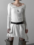 Ribbed Backless V-Neck Knit