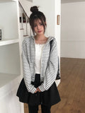 Board Stripe Color Matching Two-Way Hood Zip-Up