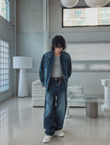 Kusi back band balloon denim pants