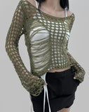 Pambi Boat Neck Mesh Knitwear