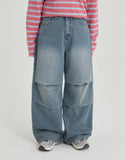 [BAONHAUS] Remill Parachute Washed Wide Denim Pants