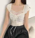 Lace Kitsch Ribbon Summer Blouse