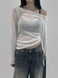 Lencheu See-Through Shirring Knitwear