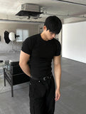 Muscle Fit Round Short Sleeve Knit