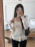 Gren Dot Frill Cardigan Sleeveless Set