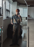 Summer Cool Oil Washed Flare Denim Pants