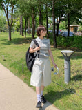 Totree Summer Stripe Collar Short-Sleeved Knit
