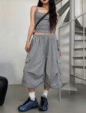 Bloss Pintuck Cargo Sweat Bermuda Pants