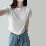 Modern Round Plain Short Sleeve T-shirt