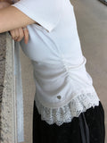 Beren Frill Lace Short Sleeve T Scarf Set