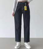 Raw banding brushed span no dyeing straight denim pants