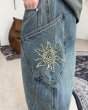Kidens Balloon Embroidered Denim Pants