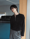 Otsi Ribbed Zipper Henley Neck