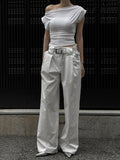 Drape Boat Neck One Shoulder Off Tee