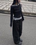 Kaya Black Pintuck Wide Pants