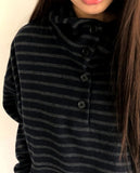 Gien Stripe Button Hooded T-shirt