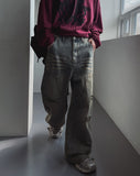 Denti damage brush denim pants