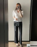 Betty V-neck Embossed Wrinkle Peplum Blouse