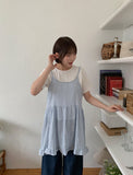 Sodel Summer Seersucker Check Sleeveless One Piece