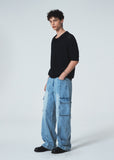 HEM BUTTON UTILITY DENIM PANTS