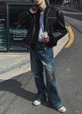 Dusty damage wide denim pants