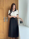 Rael Cable Color Matching Open Collar Knit