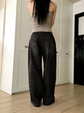 Kilo Black Stripe Long Wide Denim Pants