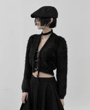 Linked Metal Ring Scarf Fur Cardigan