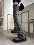 Messy fringe denim