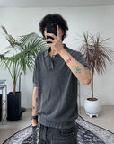 Pad Pigment Collar Knit Short Sleeve
