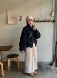 Kanidi Banding Fleece Check Pocket Long Skirt