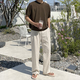Chid two-tuck linen banding pants