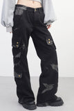 Glitch washing denim pants