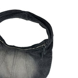incision round denim shoulder bag