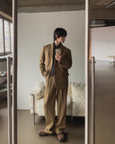 Mauve Wool Half-Banding Wide Slacks