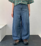 Mighty Summer Cat Washed Wide Denim Pants