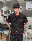 Kelden Cutout Short Sleeve Trucker Shacket